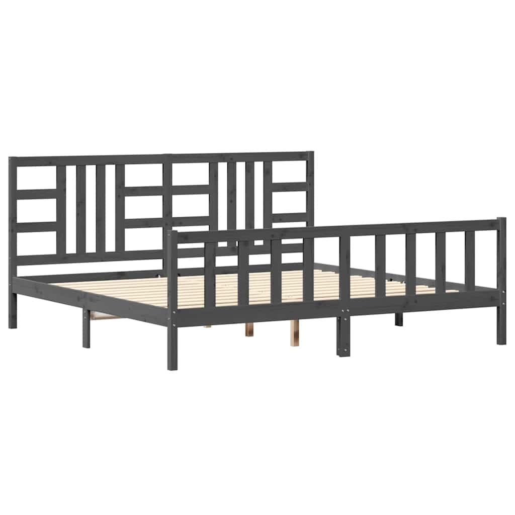 Bed Frame without Mattress Grey 200x200 cm Solid Wood Pine