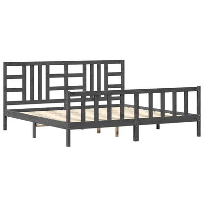 Bed Frame without Mattress Grey 200x200 cm Solid Wood Pine