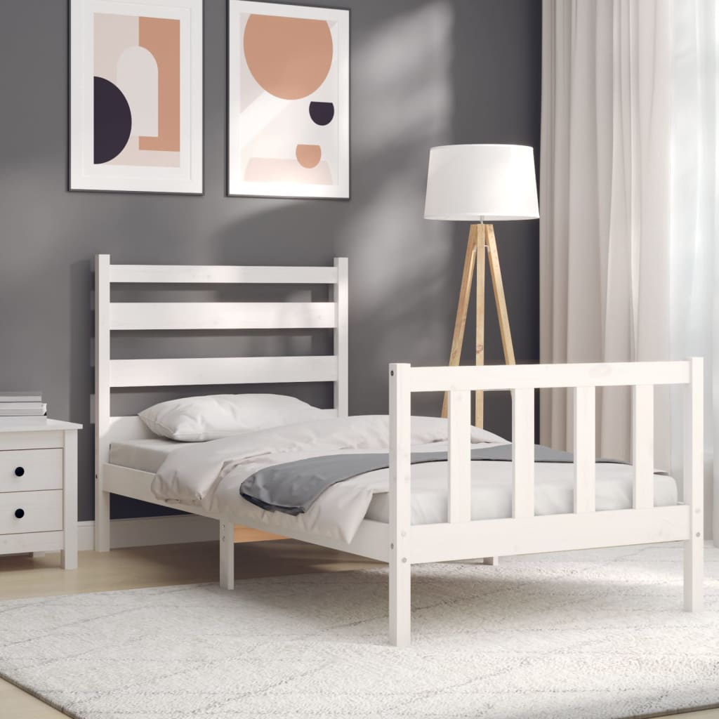 Bed Frame without Mattress White 100x200 cm Solid Wood Pine
