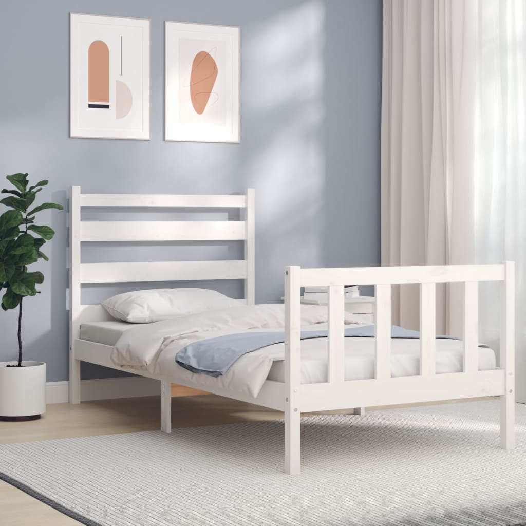 Bed Frame without Mattress White 100x200 cm Solid Wood Pine