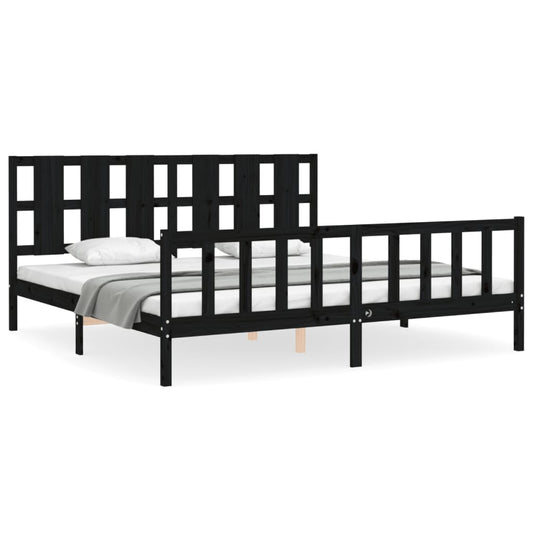 Bed Frame without Mattress Black 200x200 cm Solid Wood Pine