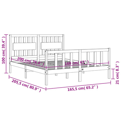 Bed Frame without Mattress 160x200 cm Solid Wood Pine