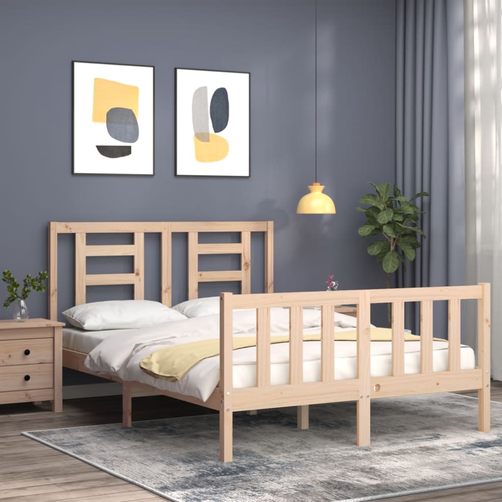 Bed Frame without Mattress Small Double Solid Wood Pine