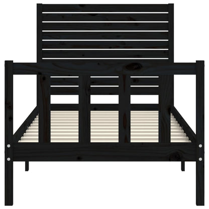 Bed Frame without Mattress Black Small Single Solid Wood Pine