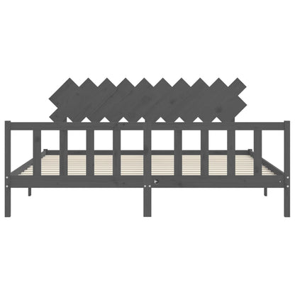 Bed Frame without Mattress Grey 200x200 cm Solid Wood Pine