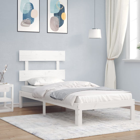 Bed Frame without Mattress White 90x200 cm Solid Wood Pine