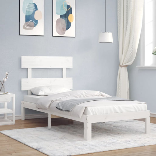 Bed Frame without Mattress White 100x200 cm Solid Wood Pine