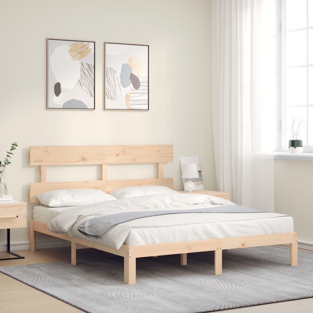 Bed Frame | Natural Wood | Solid Pine Wood | King | Bed Frame