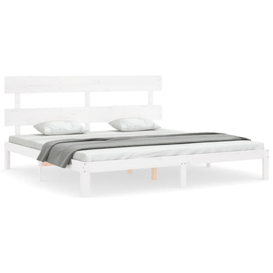 Bed Frame without Mattress White Super King Size Solid Wood Pine