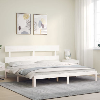 Bed Frame without Mattress White 200x200 cm Solid Wood Pine