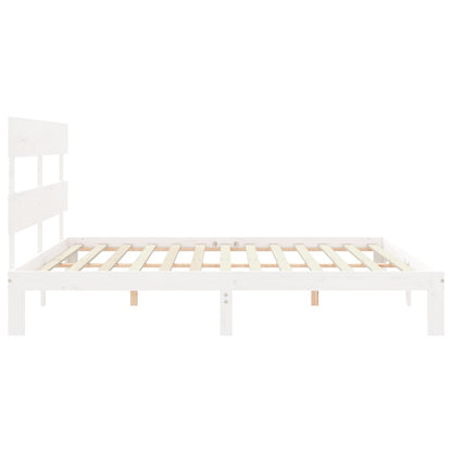 Bed Frame without Mattress White 200x200 cm Solid Wood Pine