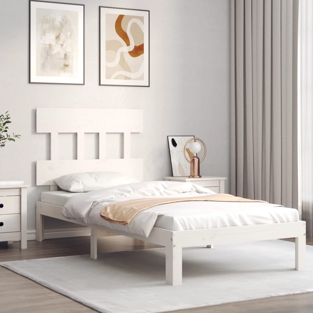 Bed Frame without Mattress White 100x200 cm Solid Wood Pine
