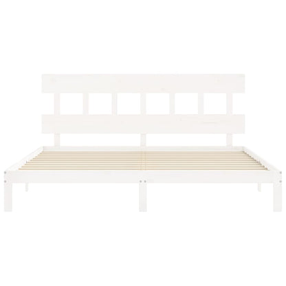 Bed Frame without Mattress White 200x200 cm Solid Wood Pine