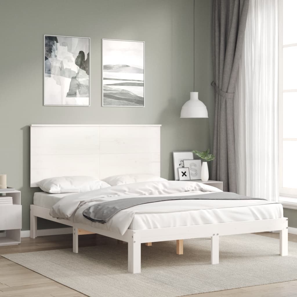Bed Frame without Mattress White 140x190 cm Solid Wood Pine