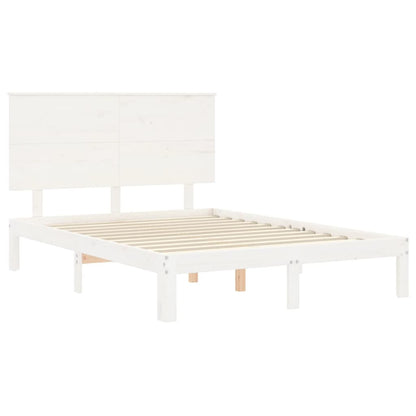 Bed Frame without Mattress White 140x190 cm Solid Wood Pine