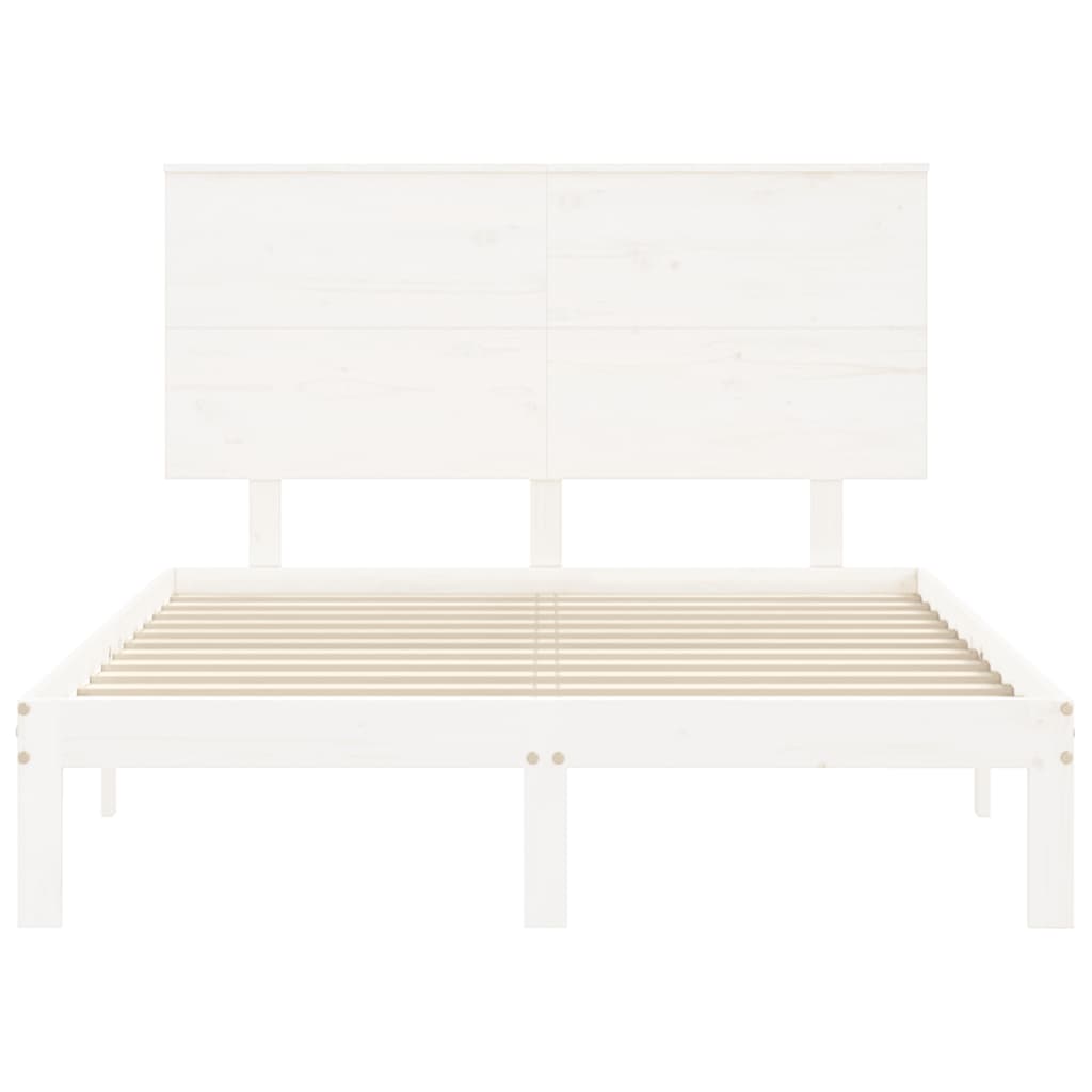 Bed Frame without Mattress White 140x190 cm Solid Wood Pine