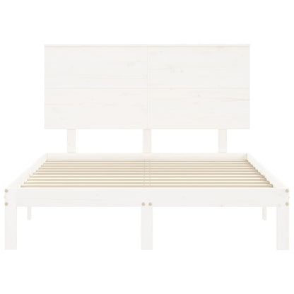 Bed Frame without Mattress White 140x190 cm Solid Wood Pine