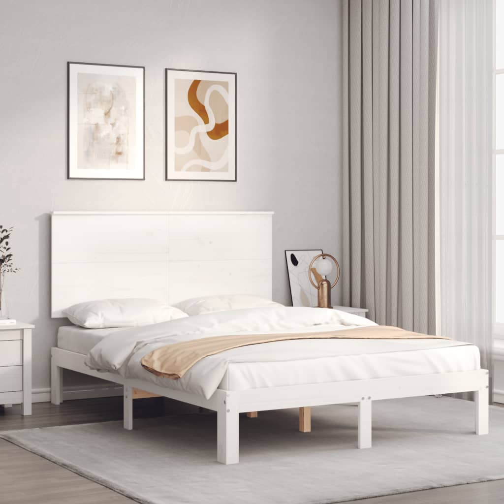 Bed Frame without Mattress White 140x190 cm Solid Wood Pine