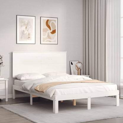 Bed Frame without Mattress White 140x190 cm Solid Wood Pine