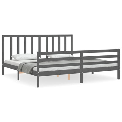 Bed Frame without Mattress Grey 200x200 cm Solid Wood Pine