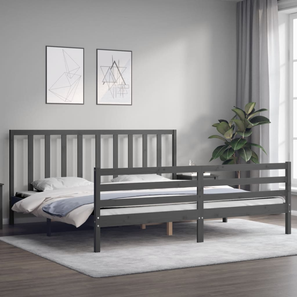 Bed Frame without Mattress Grey 200x200 cm Solid Wood Pine