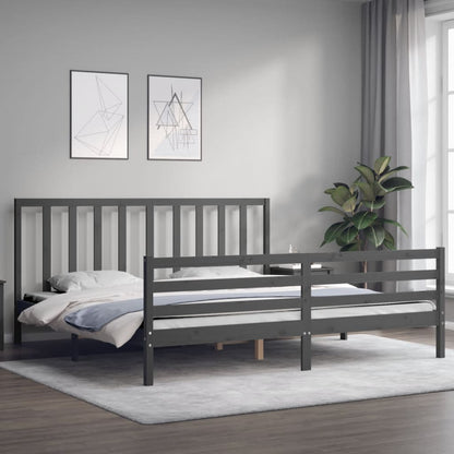 Bed Frame without Mattress Grey 200x200 cm Solid Wood Pine