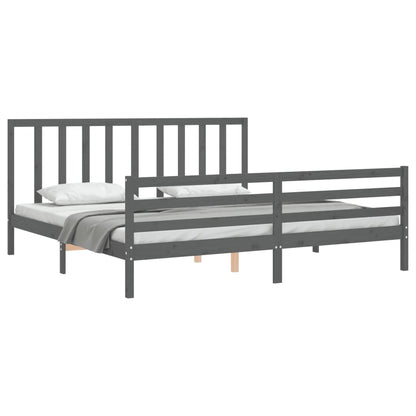 Bed Frame without Mattress Grey 200x200 cm Solid Wood Pine