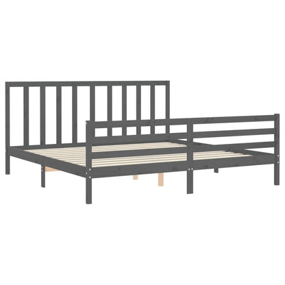 Bed Frame without Mattress Grey 200x200 cm Solid Wood Pine