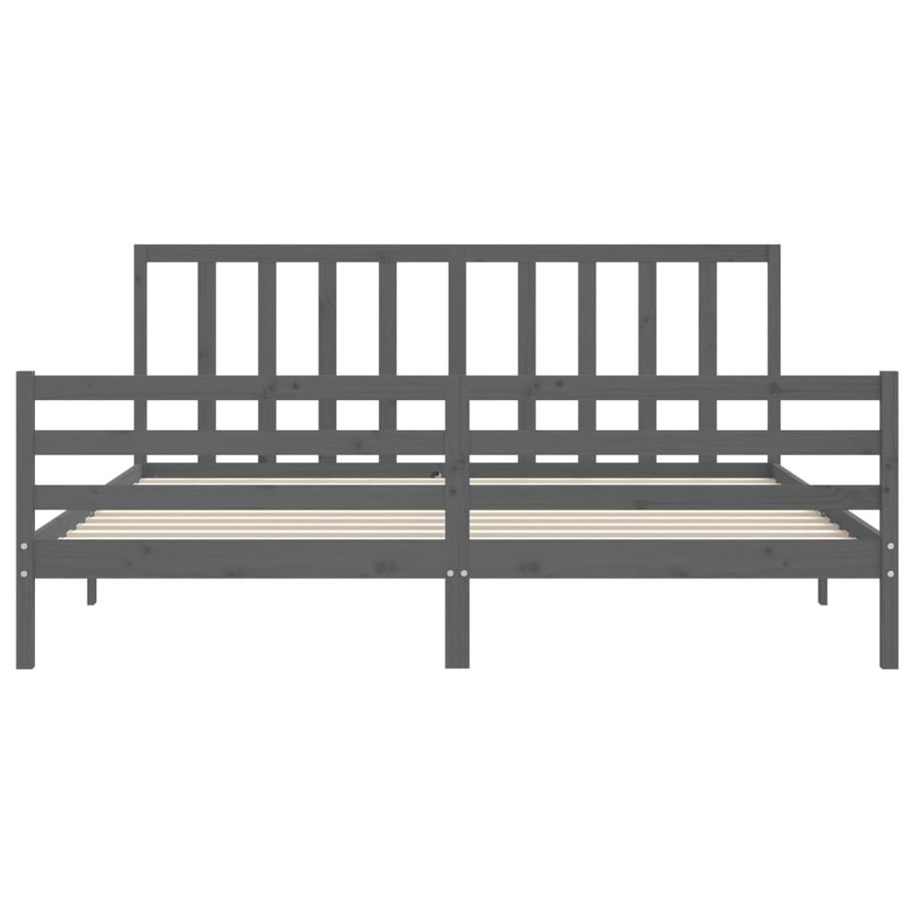 Bed Frame without Mattress Grey 200x200 cm Solid Wood Pine