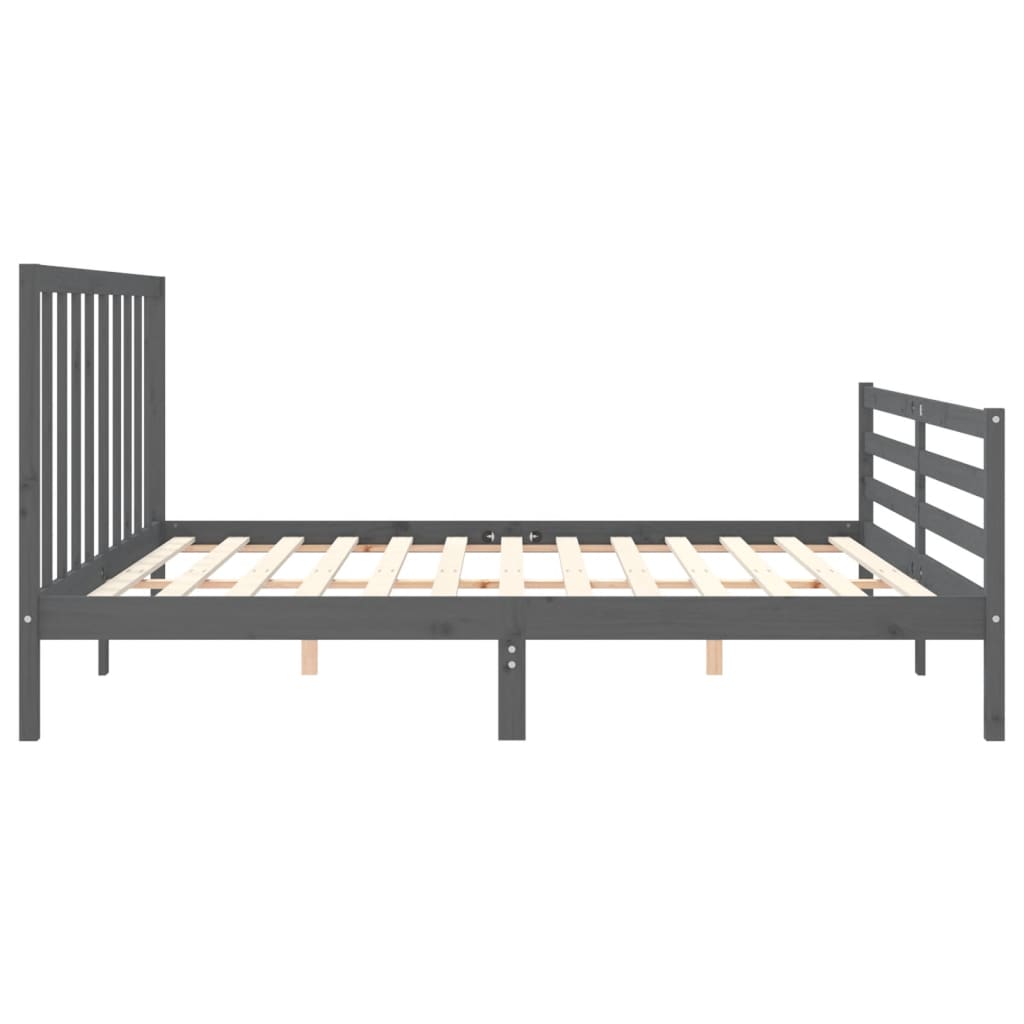 Bed Frame without Mattress Grey 200x200 cm Solid Wood Pine