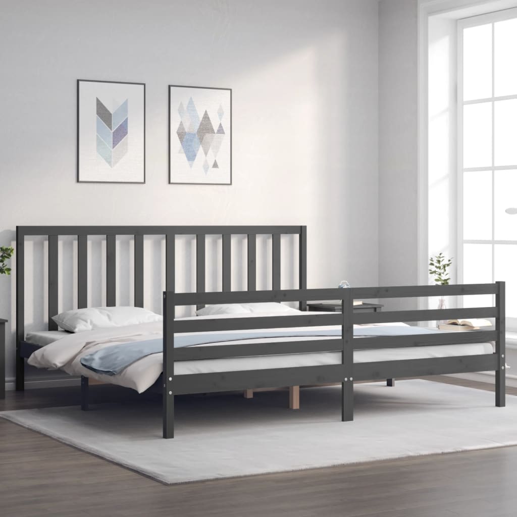 Bed Frame without Mattress Grey 200x200 cm Solid Wood Pine