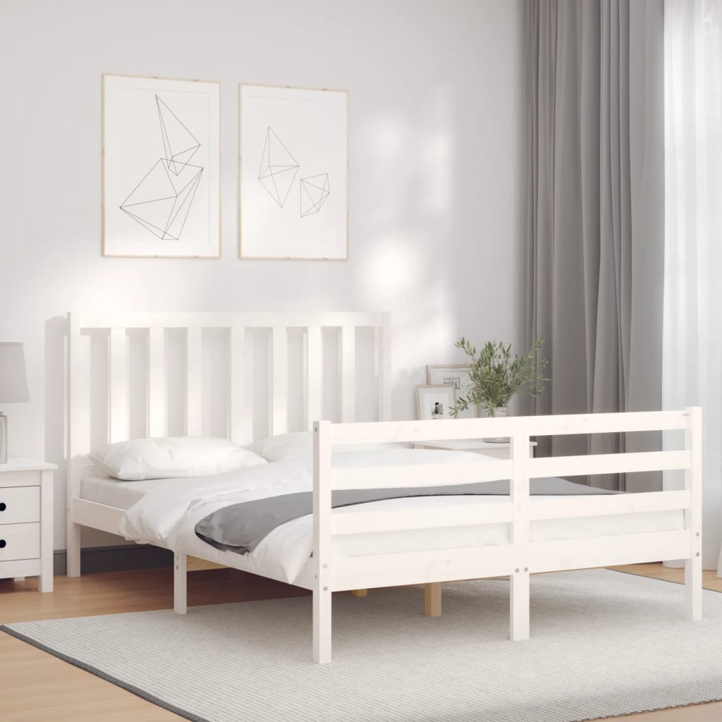 Bed Frame without Mattress White 140x200 cm Solid Wood Pine