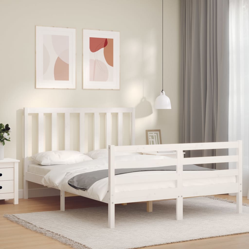 Bed Frame without Mattress White 140x200 cm Solid Wood Pine