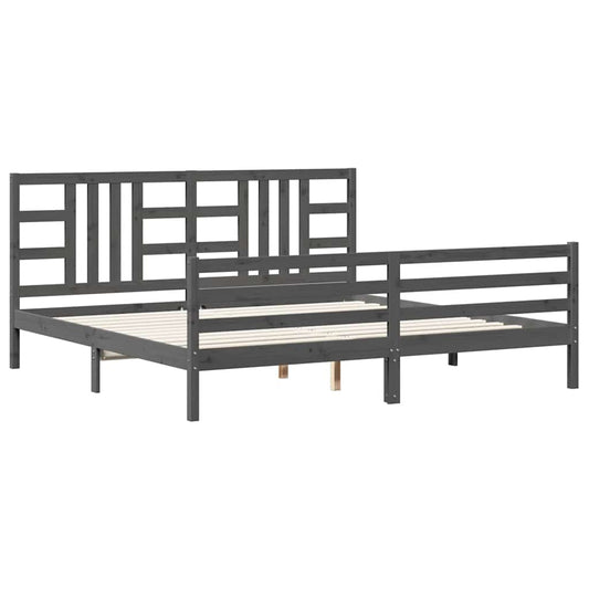 Bed Frame without Mattress Grey 200x200 cm Solid Wood