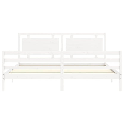 Bed Frame without Mattress White 200x200 cm Solid Wood