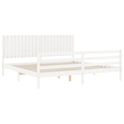 Bed Frame without Mattress White 200x200 cm Solid Wood