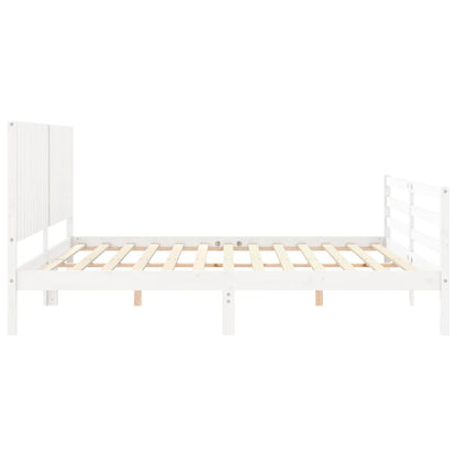 Bed Frame without Mattress White 200x200 cm Solid Wood