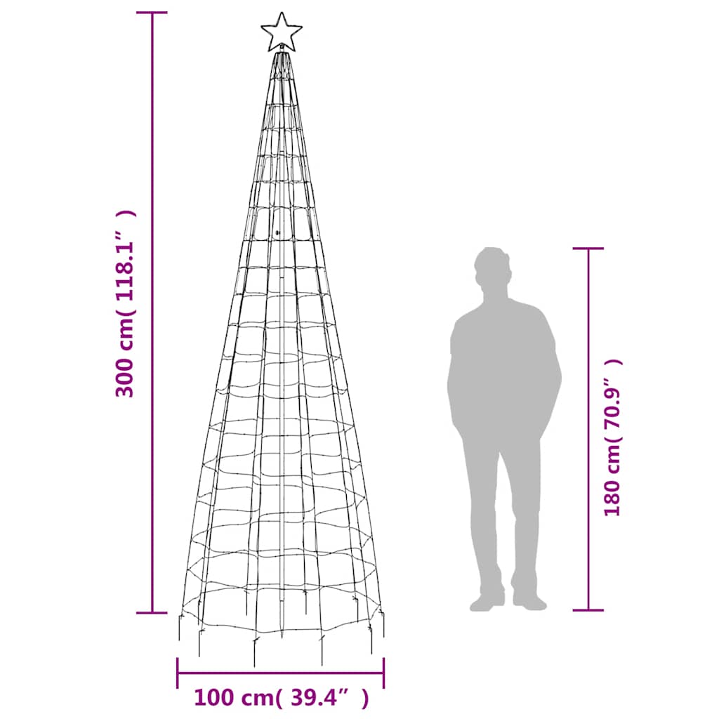 LED Christmas Tree with Spikes 570 LEDs Cold White 300 cm