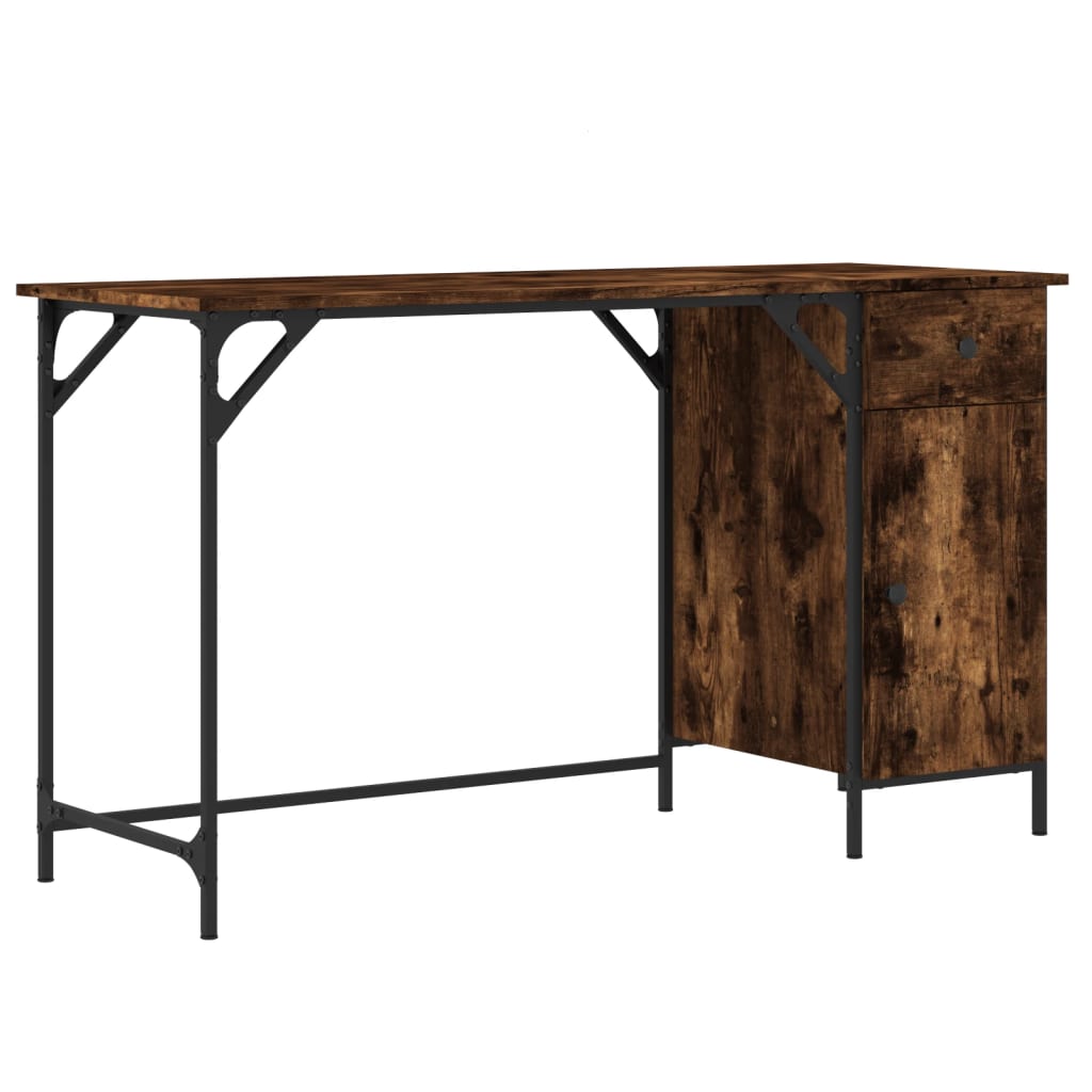 Computer Desk Smoked Oak 131x48x75 cm Engineered Wood