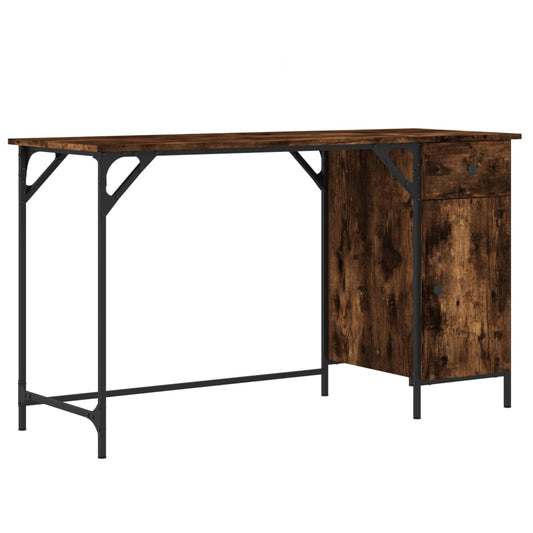 Computer Desk Smoked Oak 131x48x75 cm Engineered Wood