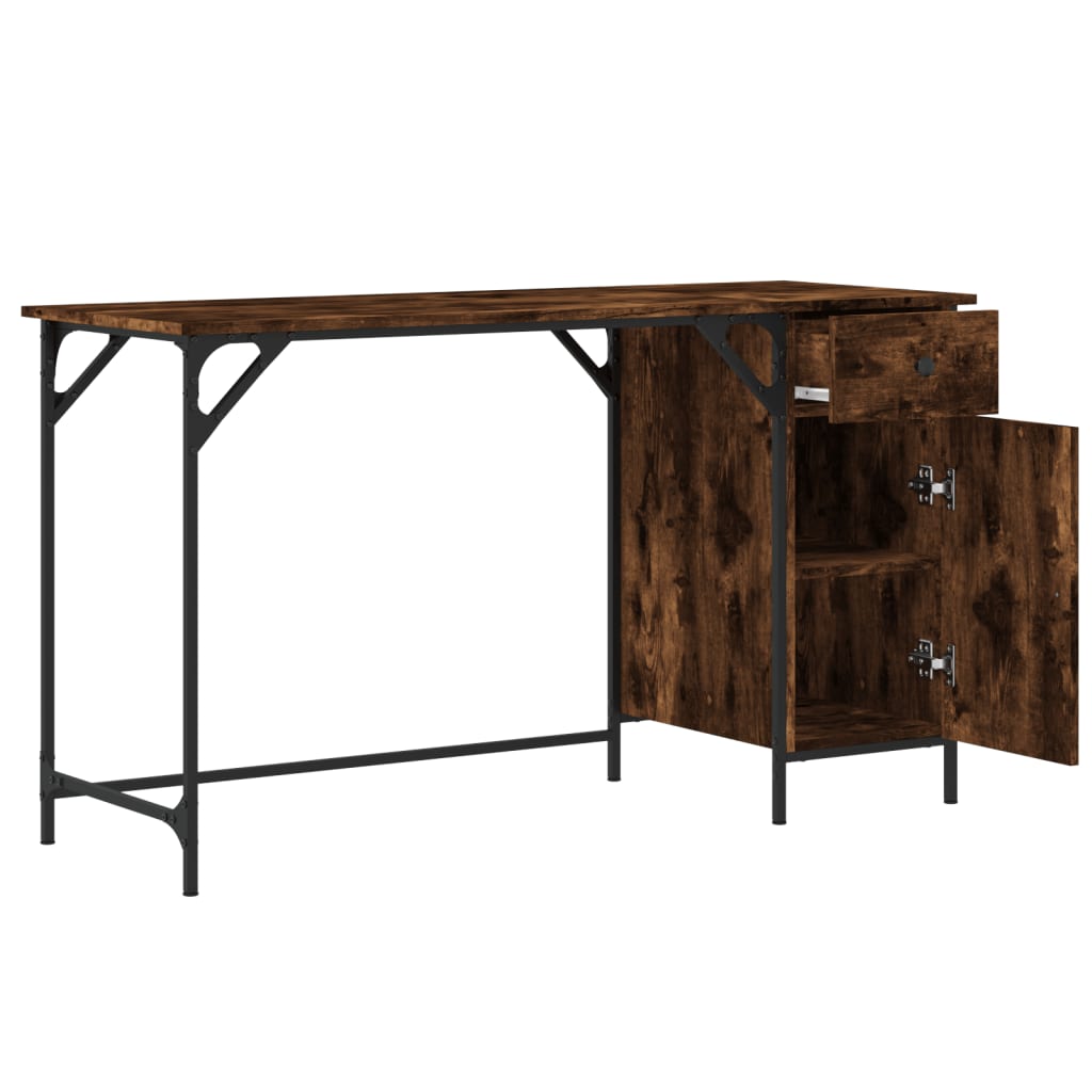 Computer Desk Smoked Oak 131x48x75 cm Engineered Wood