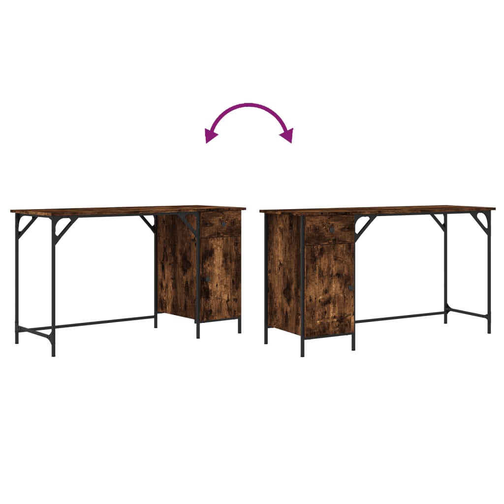 Computer Desk Smoked Oak 131x48x75 cm Engineered Wood