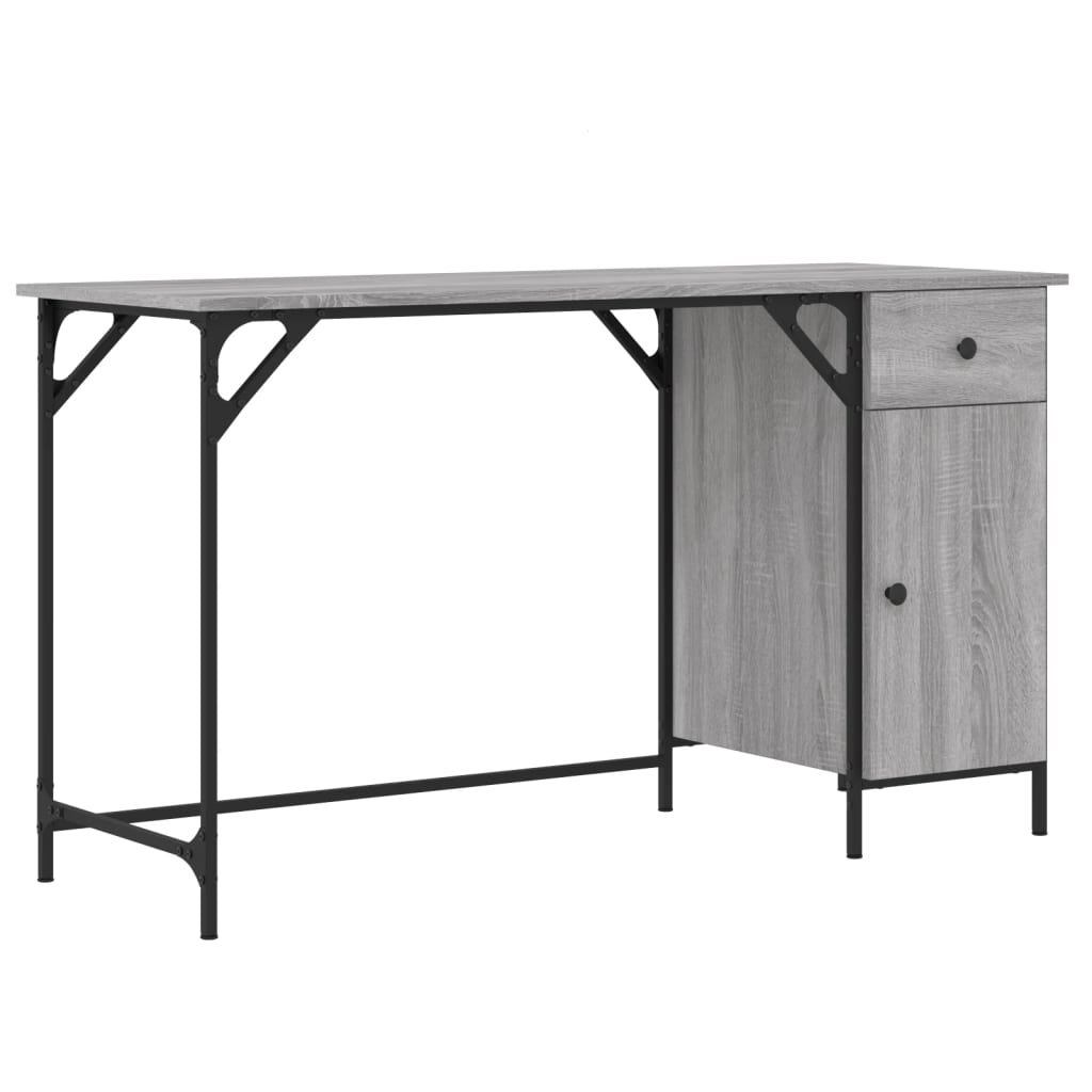 Computer Desk Grey Sonoma 131x48x75 cm Engineered Wood