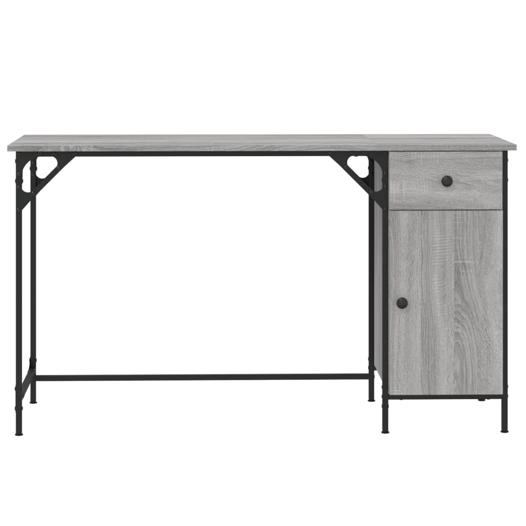 Computer Desk Grey Sonoma 131x48x75 cm Engineered Wood
