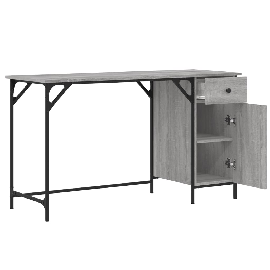Computer Desk Grey Sonoma 131x48x75 cm Engineered Wood