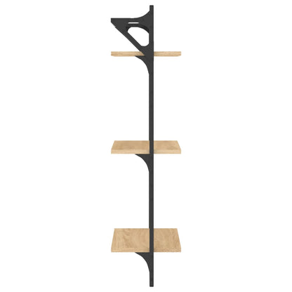 3-Tier Wall Shelves with Bars 2 pcs Sonoma Oak 30x25x100 cm