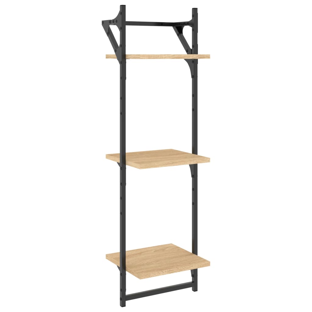 6 Piece Wall Shelf Set with Bars Sonoma Oak Engineered Wood