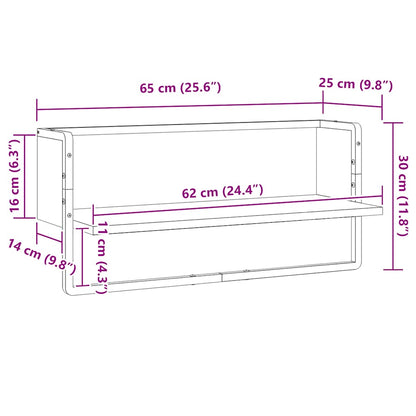 Wall Shelf with Bar Sonoma Oak 65x25x30 cm