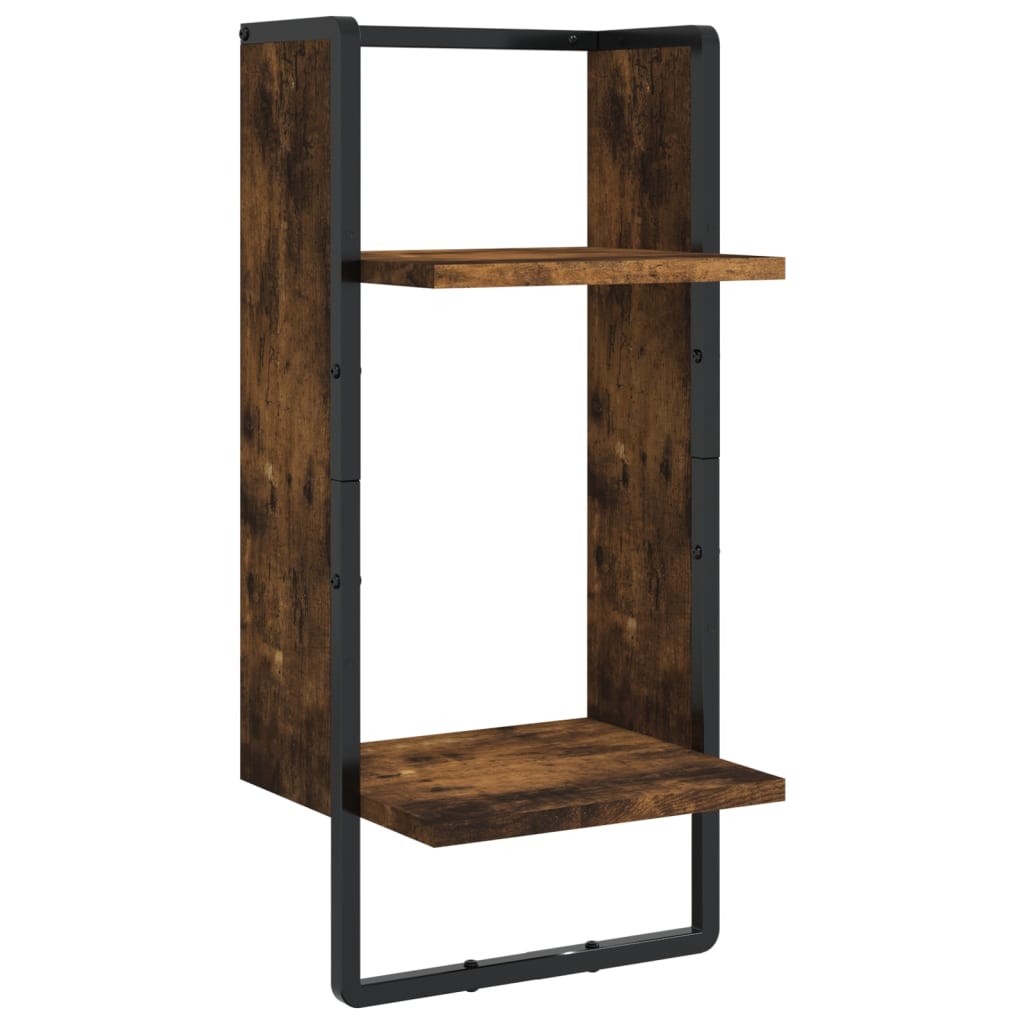 6 Piece Wall Shelf Set with Bars Smoked Oak Engineered Wood