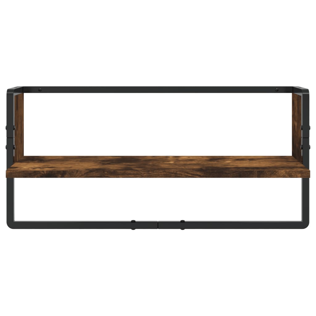 6 Piece Wall Shelf Set with Bars Smoked Oak Engineered Wood